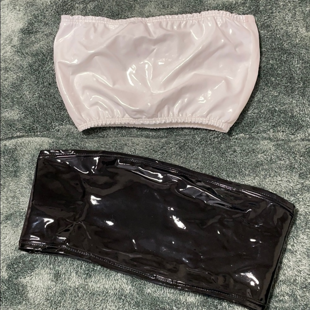 Set of white and black vinyl tube tops
